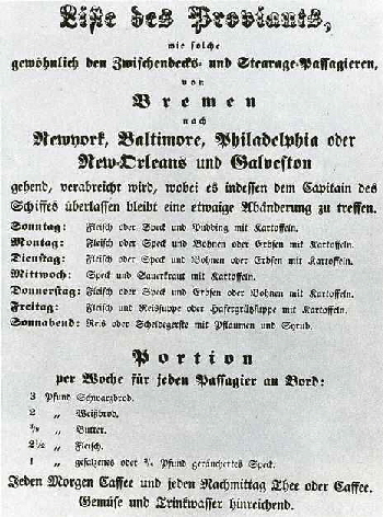 35_2 Auswandererschiff Verpflegungsliste 1846