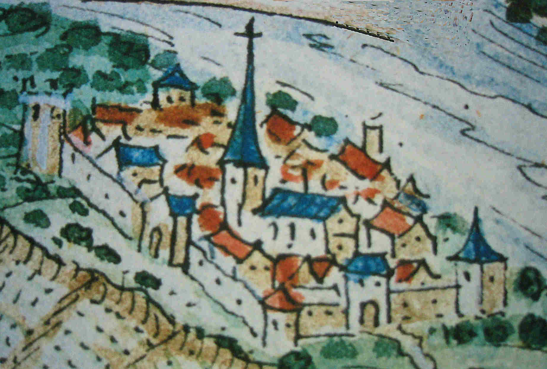 Stadtbefestigung Obernburg lteste Ansicht 1615